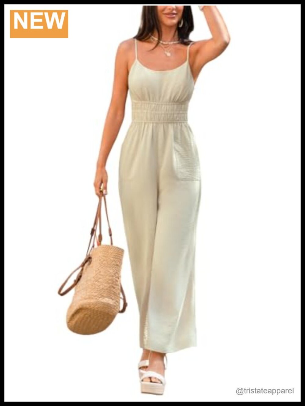 Women's Sleeveless Wide Leg Jumpsuit with Pockets Breathable Vacation Outfit